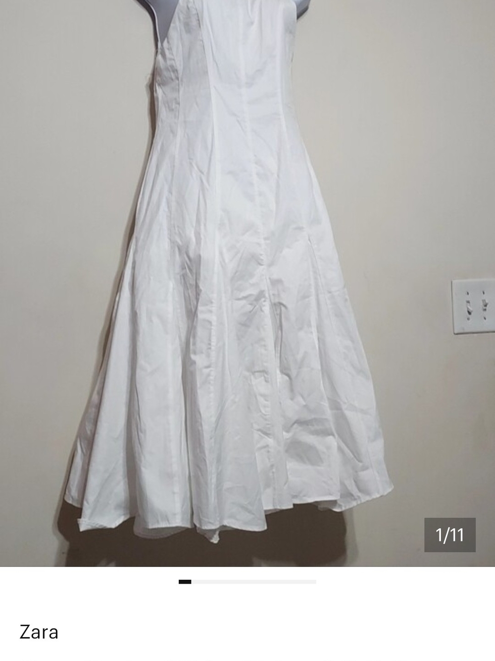 Zara White Sleeveless Midi Fit-and-Flare Dress